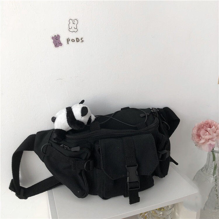 Harajuku Techwear Canvas Sling Bag Gothic Crossbody Tassen Voor Vrouwen Handtas Portemonnees En Handtassen Bolsas Feminina Schouder Kikker: Black Panda