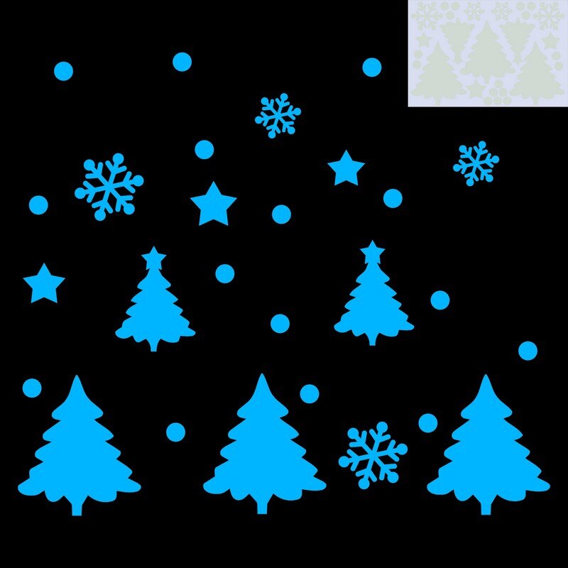 Glow in Dark Christmas Tree Happy Year Luminous Snowflake Decorations Shop Window Glass Home DIY TV Background Wall Stickers: BE