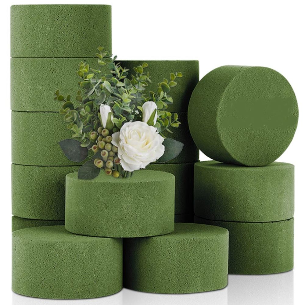 Floral Foam, 4 PCS Round Dry Floral Foam Blocks, Green Styrofoam Blocks for Artificial Flowers, Great for Flower