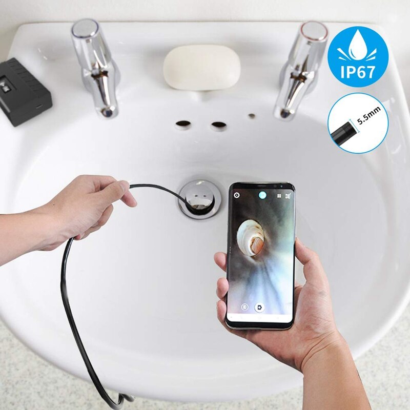 Endoscope Wireless Borescope WiFi Endoscope Camera Inspection IP67 Waterproof for Android & IOS Smartphone Tablet (5M)
