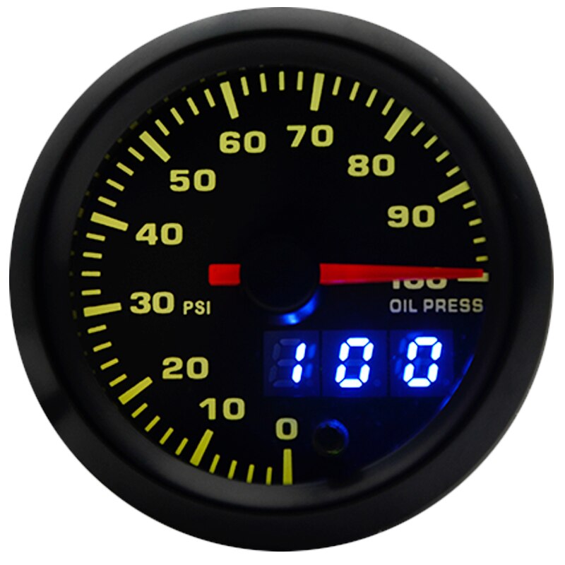 2 "52mm 7 colores LED Auto presión de aceite 0-100 PSI medidor de presión de aceite analógico/Digital doble pantalla medidor de coche
