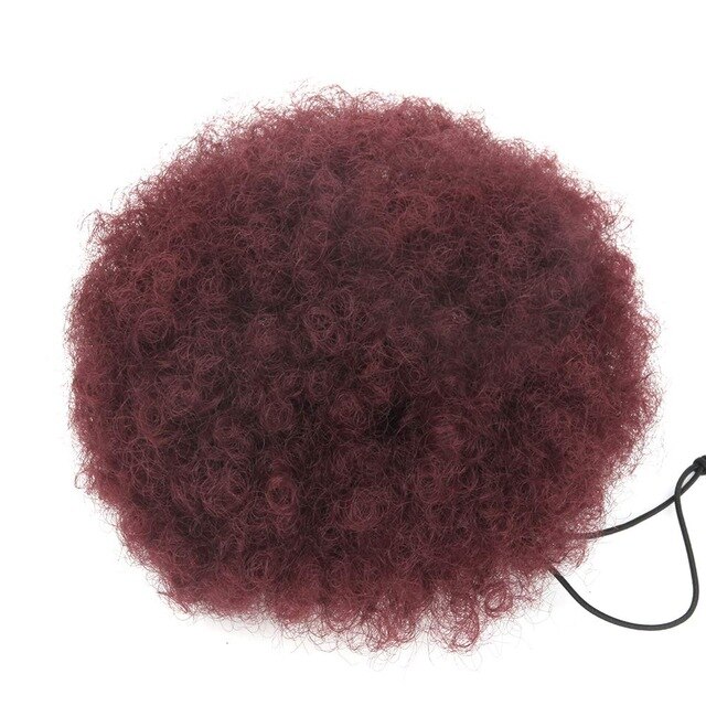 SHANGKE-coiffure courte synthétique bouffante haute, coiffure Afro crépue bouclée, queue de cheval à cordon, Chignon avec Clip: Red Wine Color