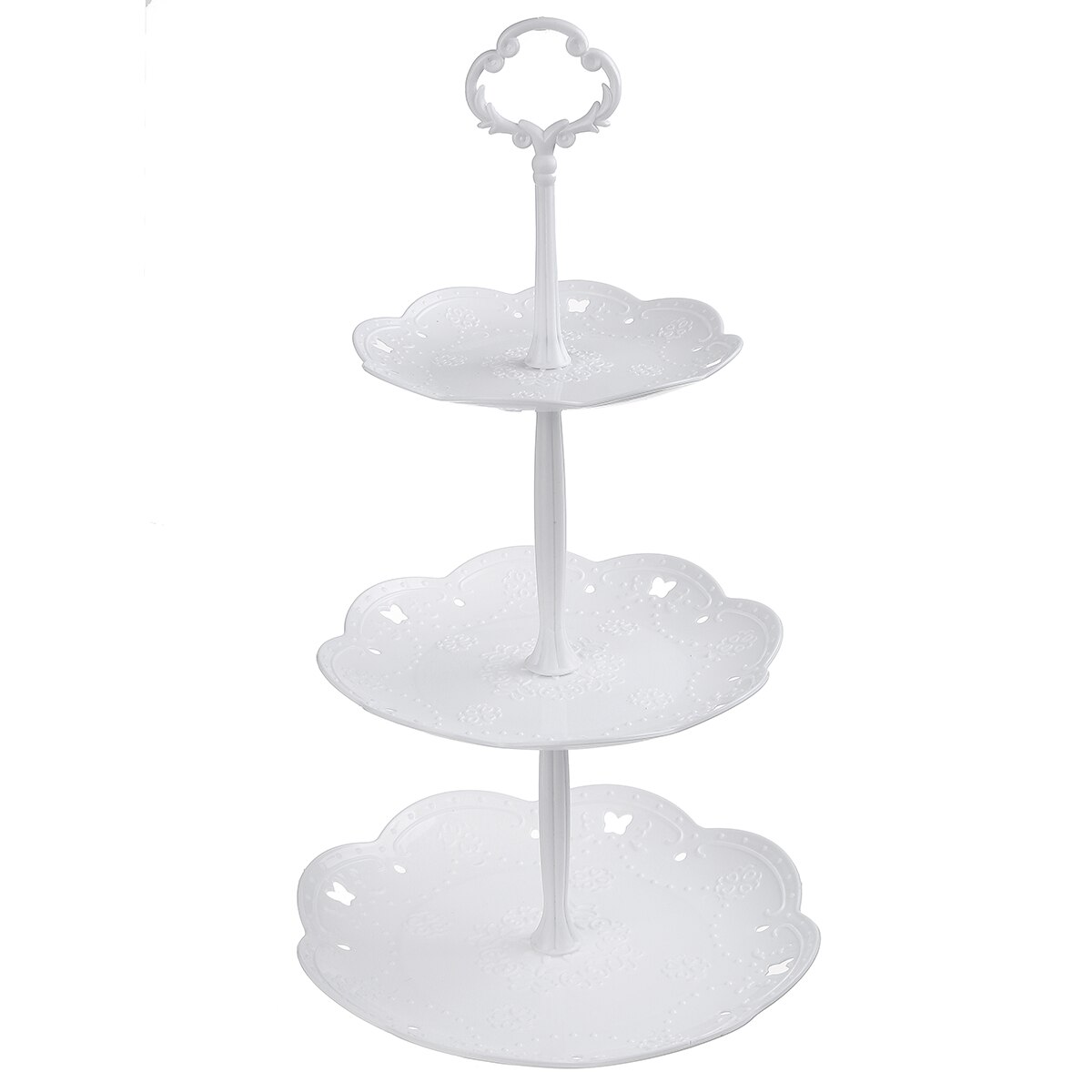 2/3 Tier Cake Stand Afternoon Tea Wedding Plates Party Tableware Bakeware Plastic Tray Dessert Display Rack Cake Decor Ornaments: 3 Tiers