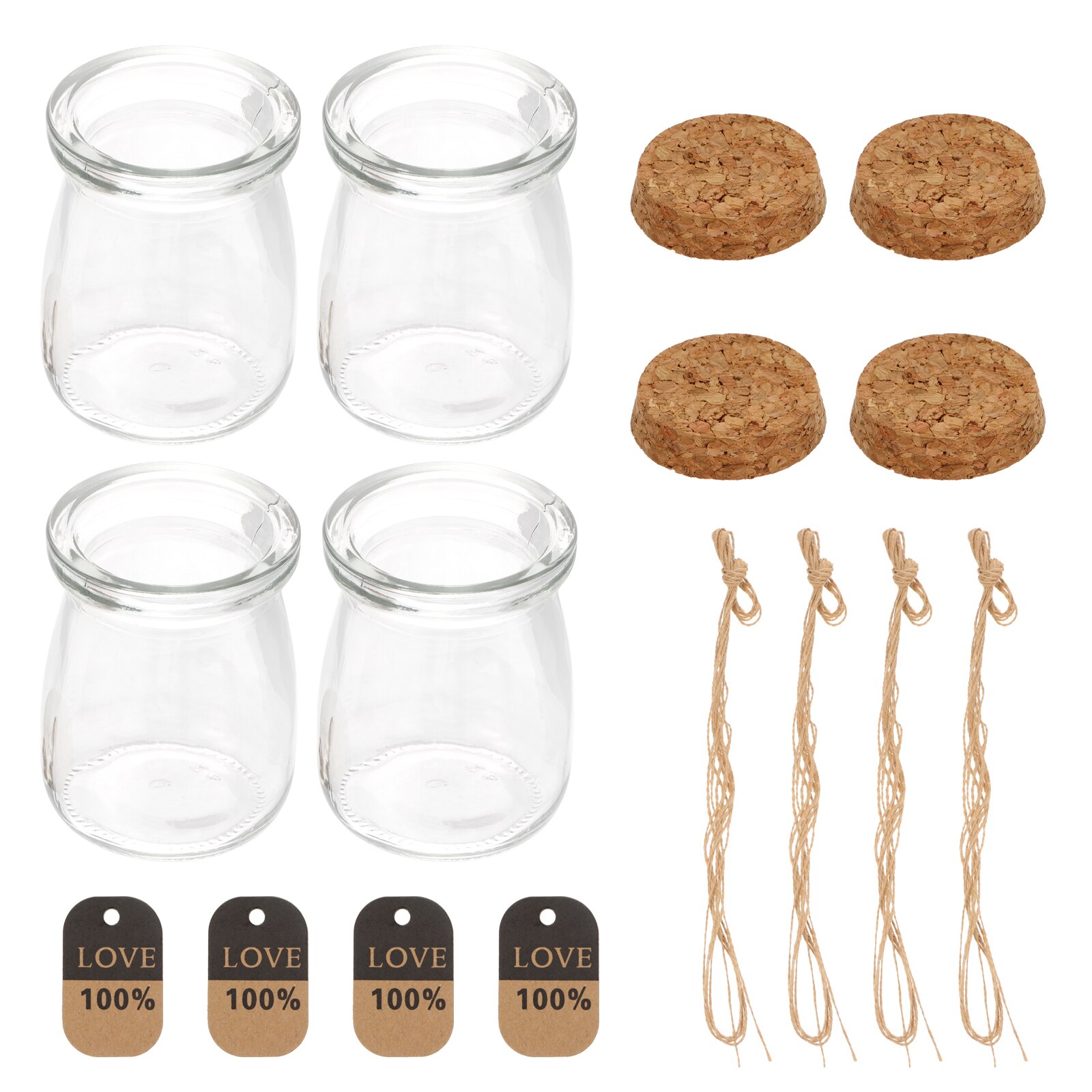 10Pcs 100Ml Hittebestendige Melk Glas Flessen Met Houten Deksel Yoghurt Flessen Voedsel Opslag Pot Voor Keuken