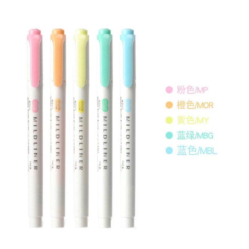 Mildliner-Set de rotuladores de doble punta, artículo de papelería japonesa, marcador para dibujar con colores, bolígrafos para la escuela, suministros para la oficina, 5 unidades por juego: 5pcs D