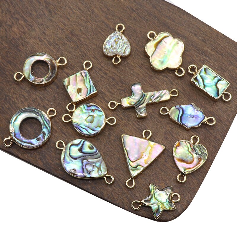 Rock Jewelry Accessories DIY Beaded Connectors Pendants Heart Star Cross Charm Natural Abalone Shell Mother of Pearl Pendants