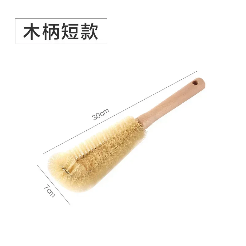 Bottle Brush Cleaner with Long Wooden Handle Water Bottle Cleaning Brush Natural Bristle Kitchen Scrub Bottle Brush for Cup Jug