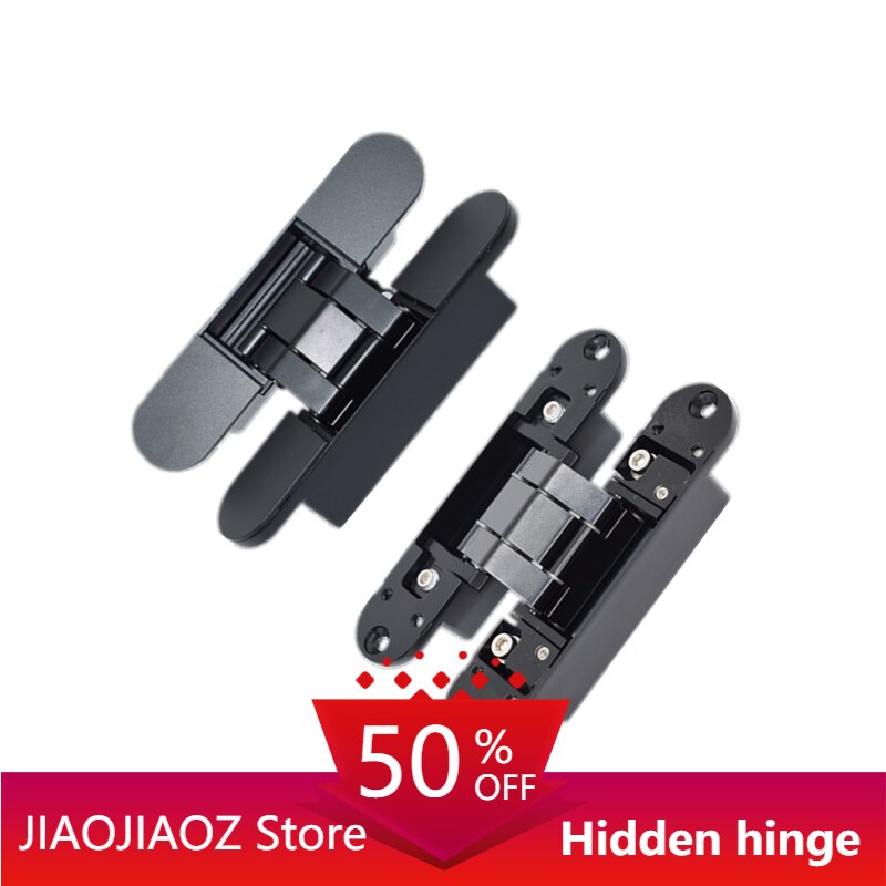 JIAOJIAOZ black 3D Adjustable Hidden Door Hinge/Zinc alloy hinge 40kg for 2 hinges Folding door hinge150*25mm
