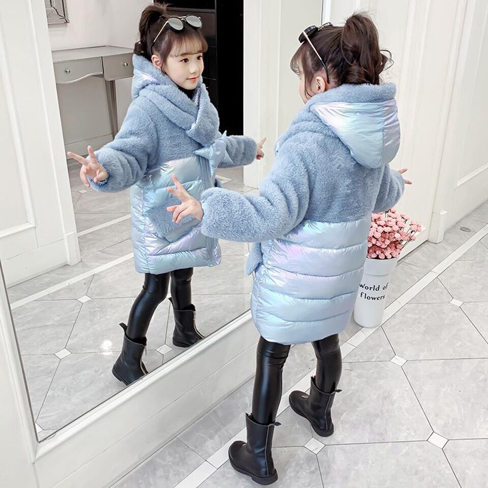 Winter Meisjes Jas Jas Winter kinderen Down Winterjas Voor Meisjes Dikker Meisjes Winterjas Hooded 4-14 jaar 2 Kleuren