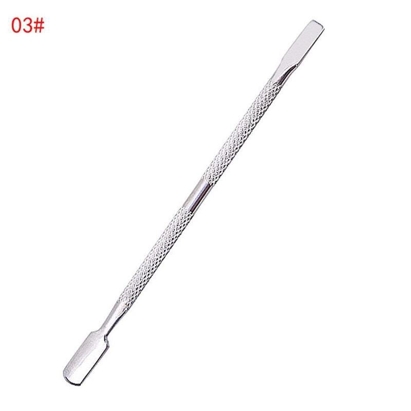 1pcs Stainless Steel Double Head Nail Art Manicure Stainless Steel Spoon Shape Pusher Dead Skin Clip Remover Manicure Tool: C