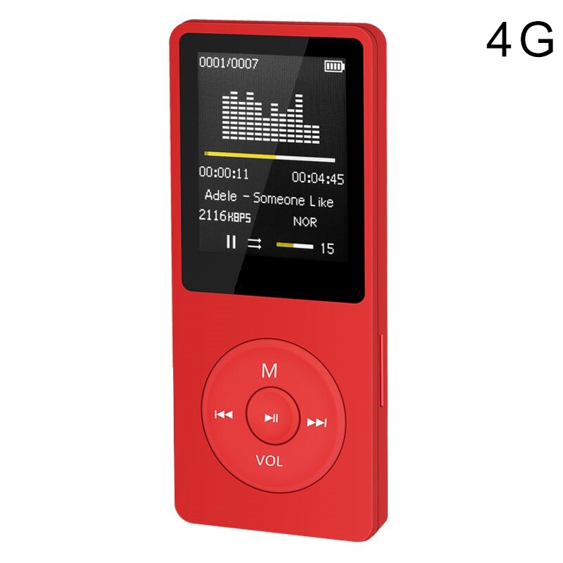 70 Hours Playback MP3 MP4 Lossless Sound Portable Music Player FM Recorder Noise Cancelling: Red / 4GB