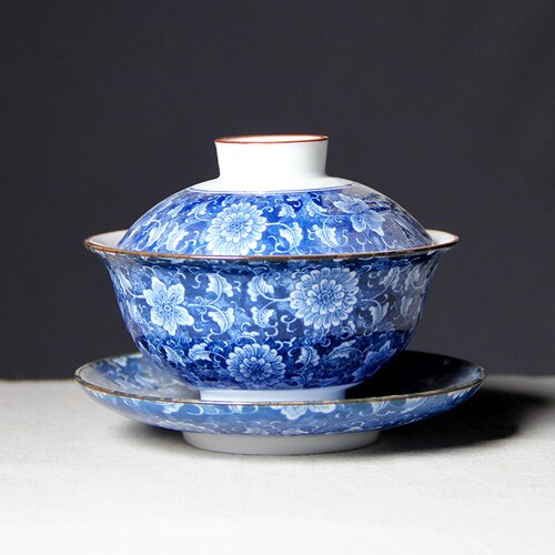 Chinesischer Gaiwan Teeset Mit Drachenmotiv - Traditionelle Porzellan-Teetasse Mit Deckel
