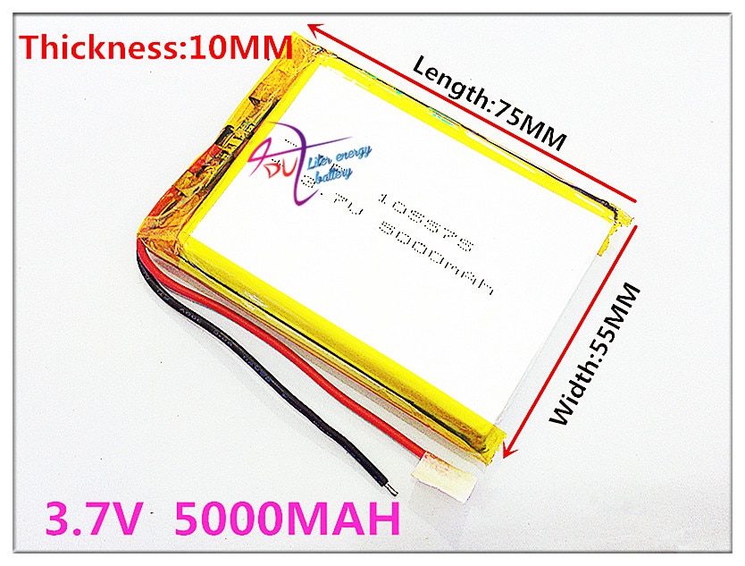 105575 3.7V 5000MAH Polymeer Lithium LiPo Oplaadbare Batterij Voor GPS DVD E-Book tablet pc laptop power bank video game