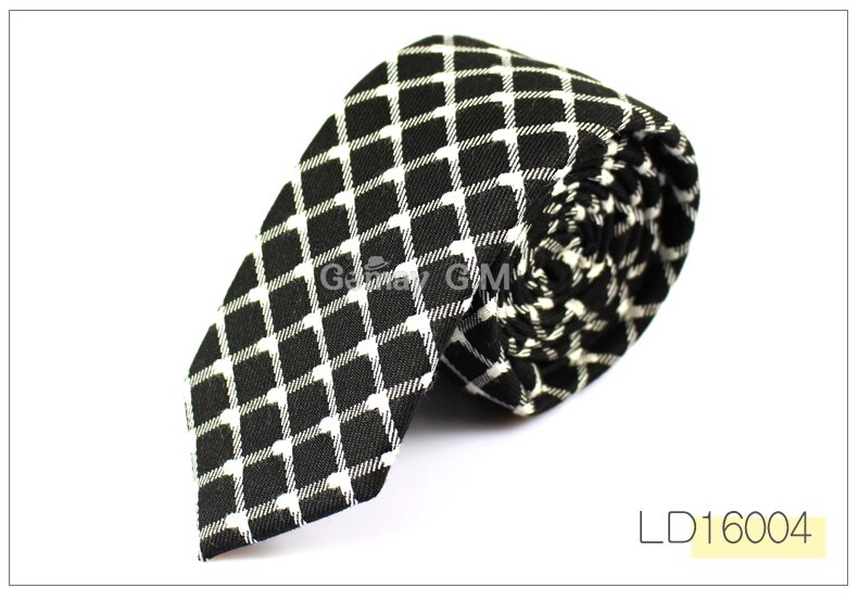 Afslappet bomuldsplaid stribet herrebånd 6cm smalle bryllupsforretning tyndt slips til mænd frisk hals slips halsbånd: Ld16004