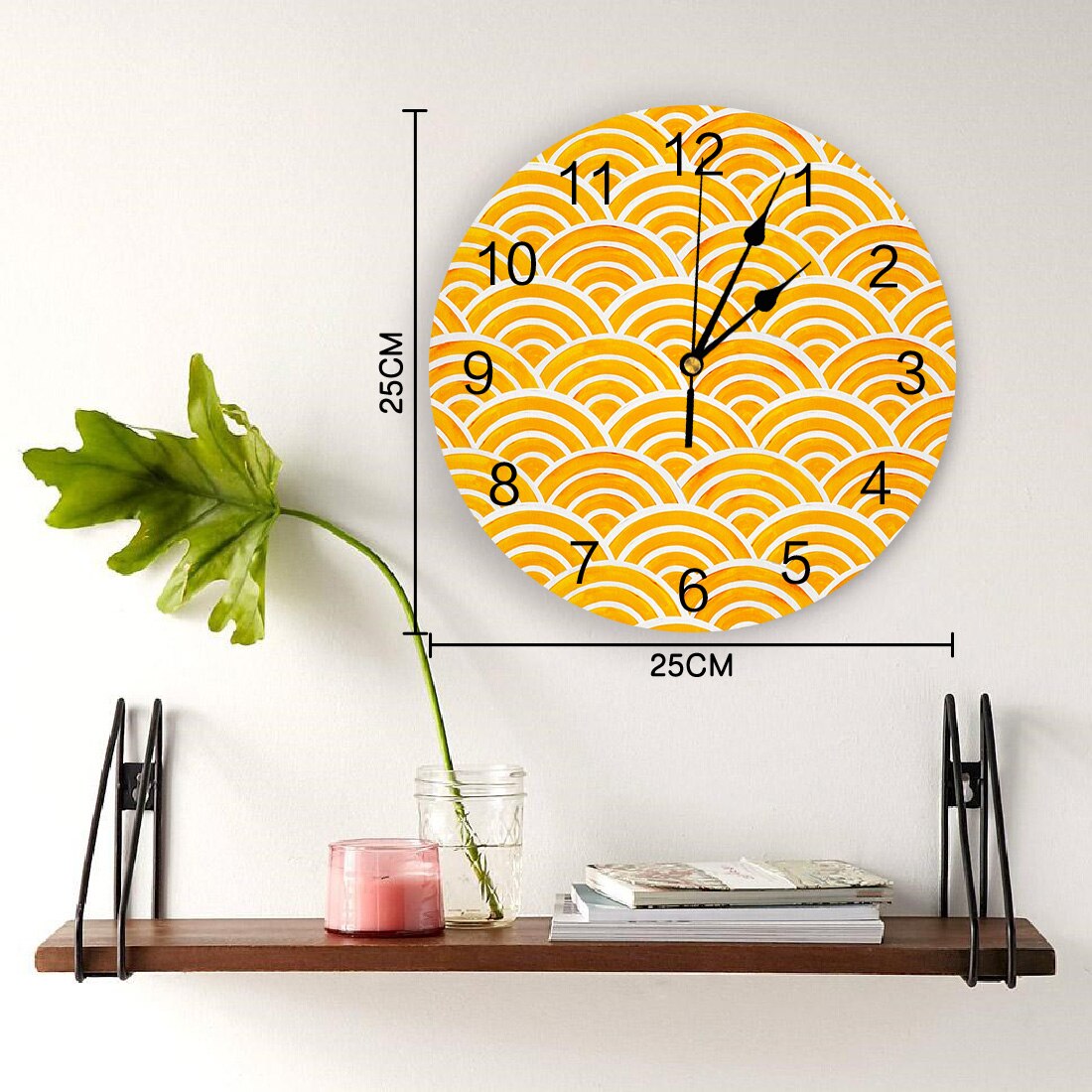 Japanese Wave Marigold Wall Clock Home Decor Bedroom Silent Oclock Watch Wall for Kitchen Living Room Wall Digital Clock