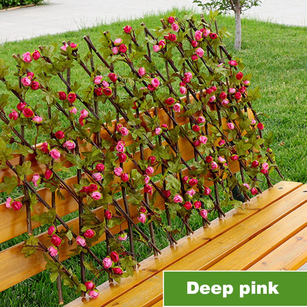Tuin Hek Houten Hedge Met Kunstmatige Bloem Bladeren Screening Uitbreiden Latwerk Privacy Screen Balkon Tuin Decoratie