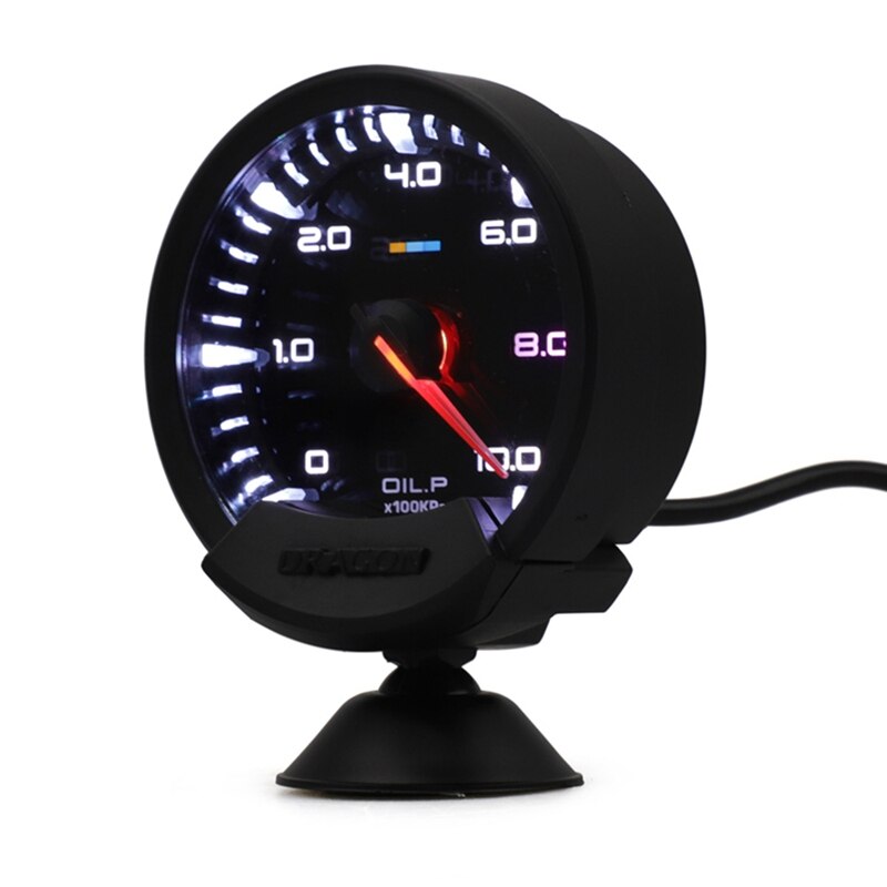 60mm 12V Auto Gauge Oil Pressure Gauge White Light with Sensor for Greddy