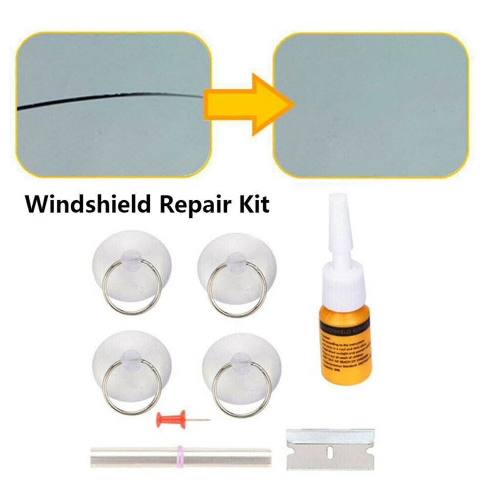 8pcs Universal Car Window Glass Repair Fluid Kit Windshield DIY Scratch Crack Restore Tool Accessories