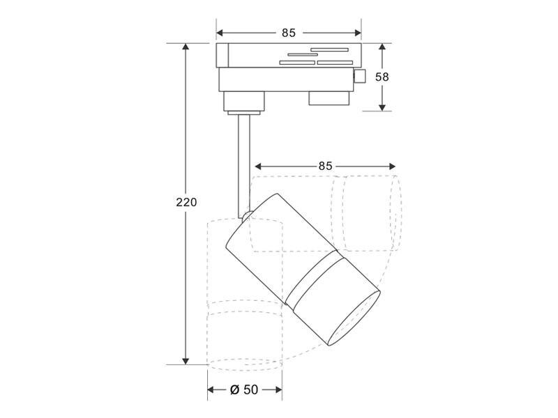 Foco carril Monofásico mini CRONOLUX RAIL LED blanco 9W, Blanco cálido