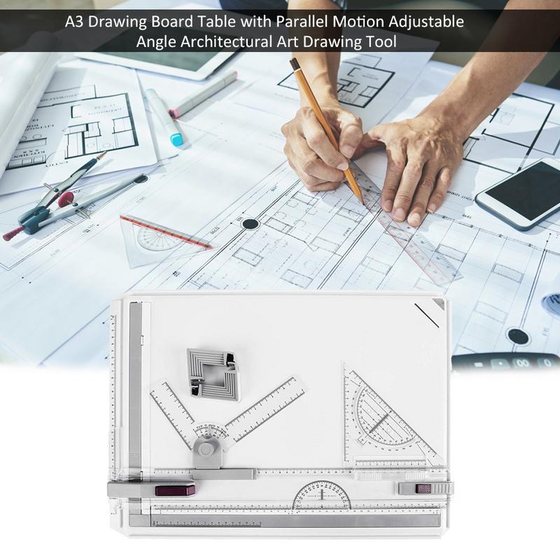 A3 Drawing Board Table with Parallel Motion Adjustable Angle Architectural Art Drawing Tool