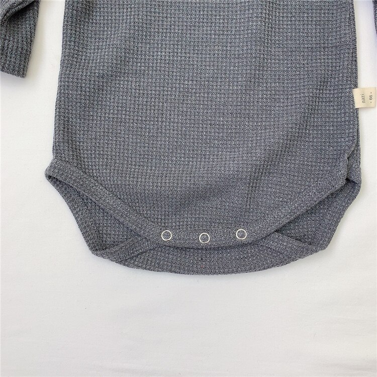 Efterår baby vaffel bodysuit tøj unisex bomuld langærmet o-hals solid jumpsuit drenge og piger småbørnetøj