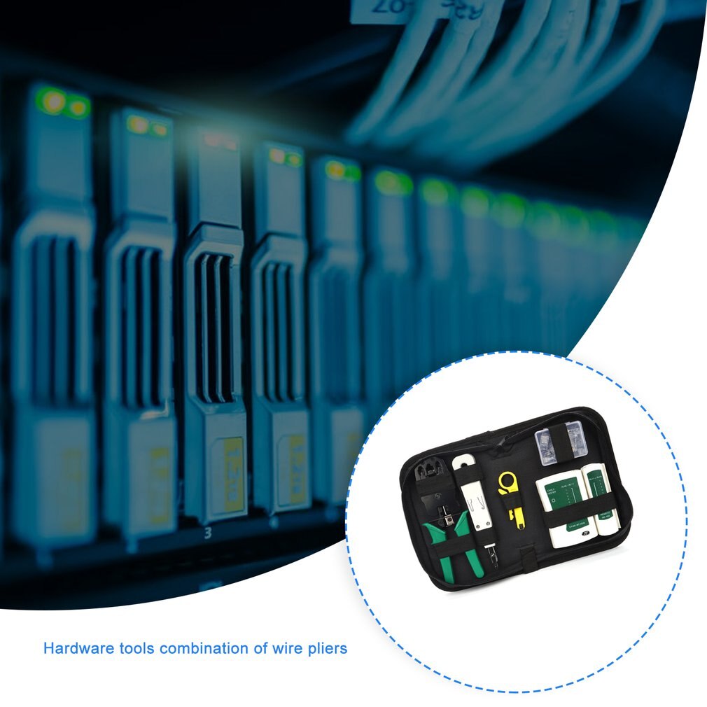 8pcs/Set Computer Network Repair Tool Kit LAN Cable Tester Wire Cutter Screwdriver Pliers Crimping Maintenance Tool Set Bag