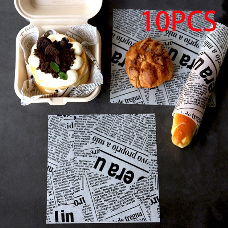 10/20/pcs Disposable Greaseproof Paper Suitable for Bread Box, Fast Food Box, Cake Box, Food Package Decoration Kitchen Supplies: D-10PCS