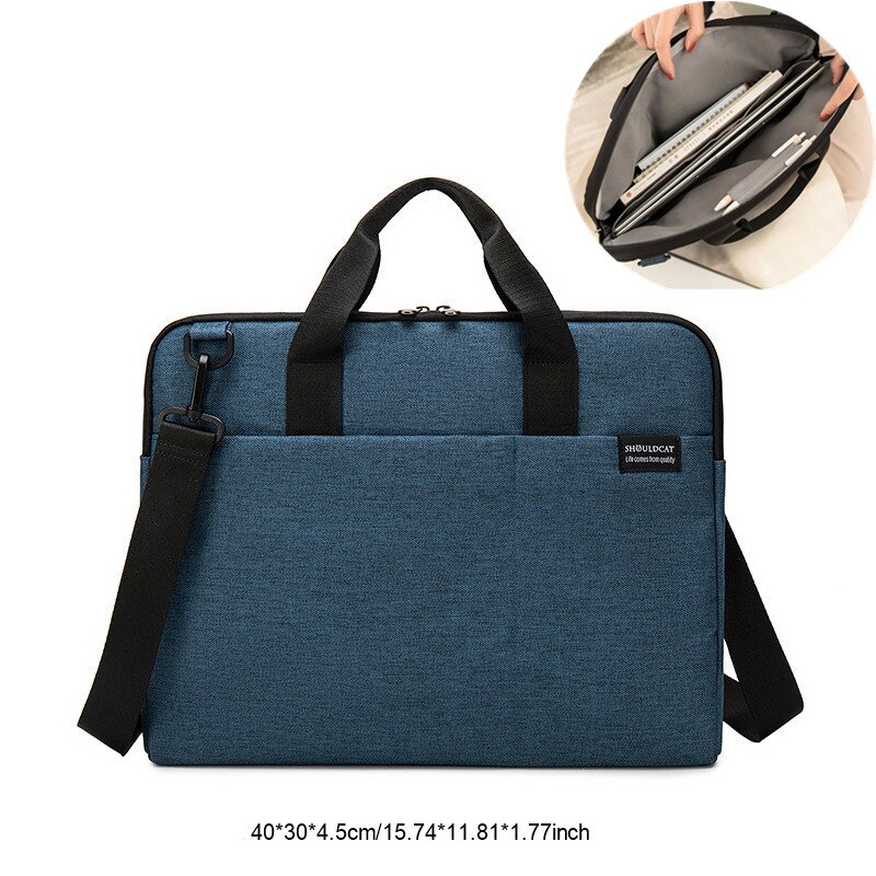 Mannen Laptop Aktetas Computer Tas Zakelijke Document Organizer Ipad Tote Handtas Messenger Purse Strap Pouch Accessoires Artikelen: A Dark Blue