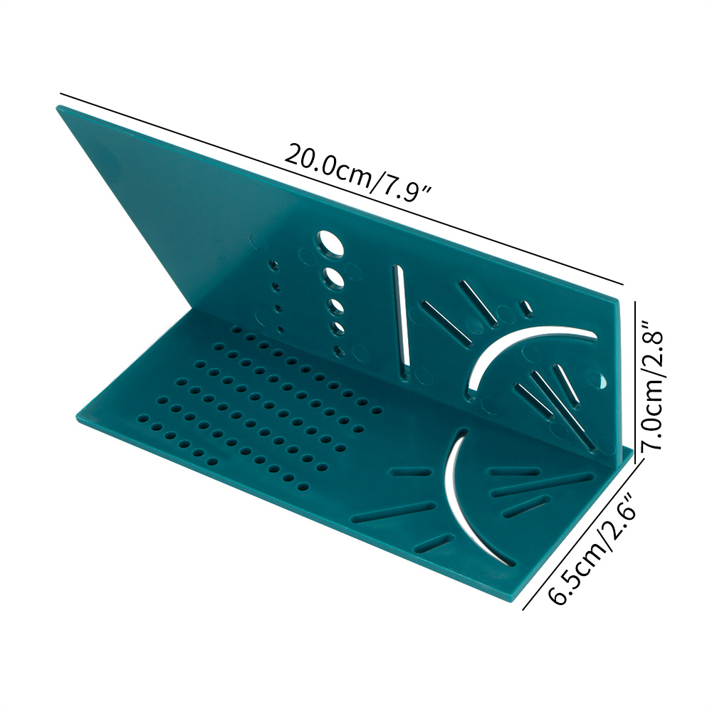 3D Hoek Meten Vierkante Size Houtbewerking Meten Tool Lijn 90 Graden Gauge Heerser Gat Schrijvende Gauge: Dark Green