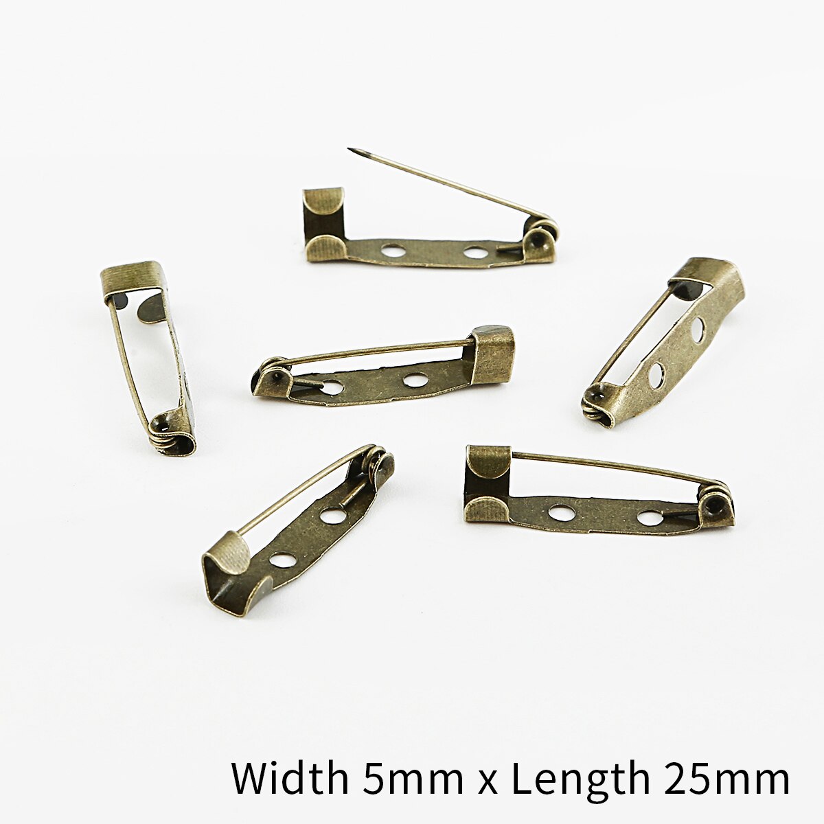 10pcs/lot 15 20 25 30 35 mm Brooch Clip Base Pins Safety Pins Brooch Settings Blank Base For DIY Jewelry Making Supplies: 5x25mm Brass