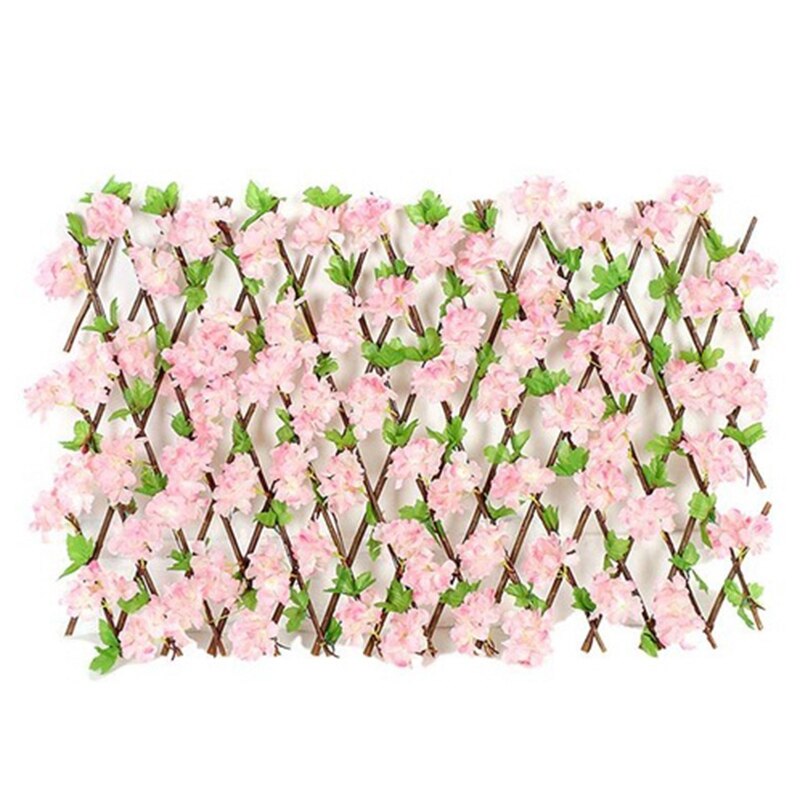 Haven hegn pil træ hæk med kunstige blomster blade haven dekoration sning ekspanderende trellis: Lyserød