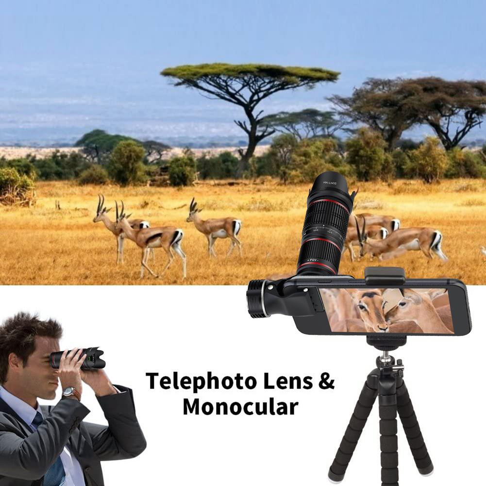Phone Camera Lens Kit Universal Wide-angle Lens Set 20X Optical Zoom Lens Telescope Telephoto Clip on for Mobile Phone Camera