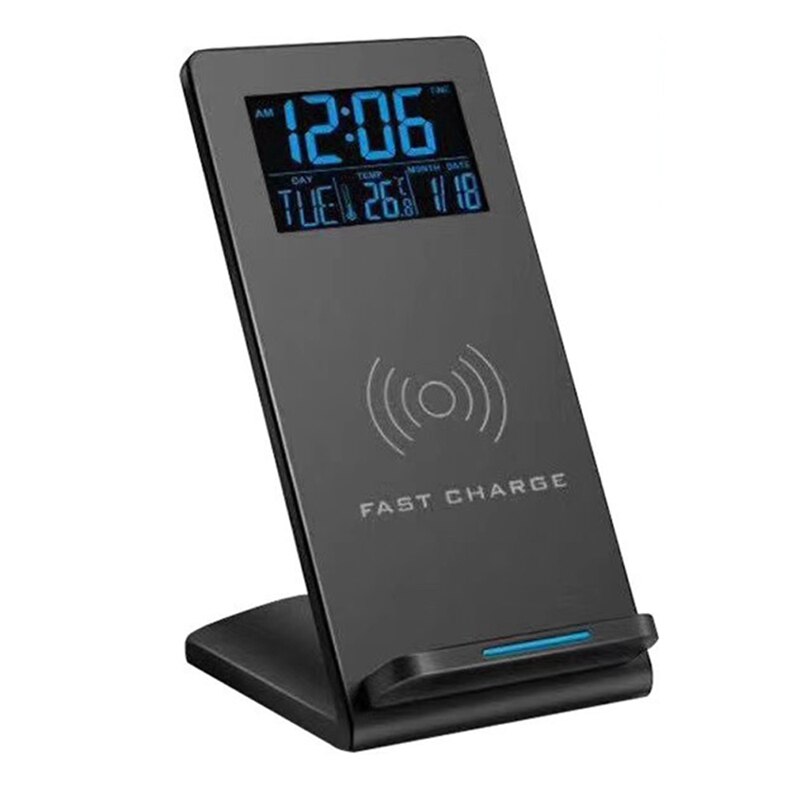 Desk Clock with Time/Temperature Display & Wireless Charging Pad Dock for IOS & Android,for Bedroom,Home & Office: Default Title
