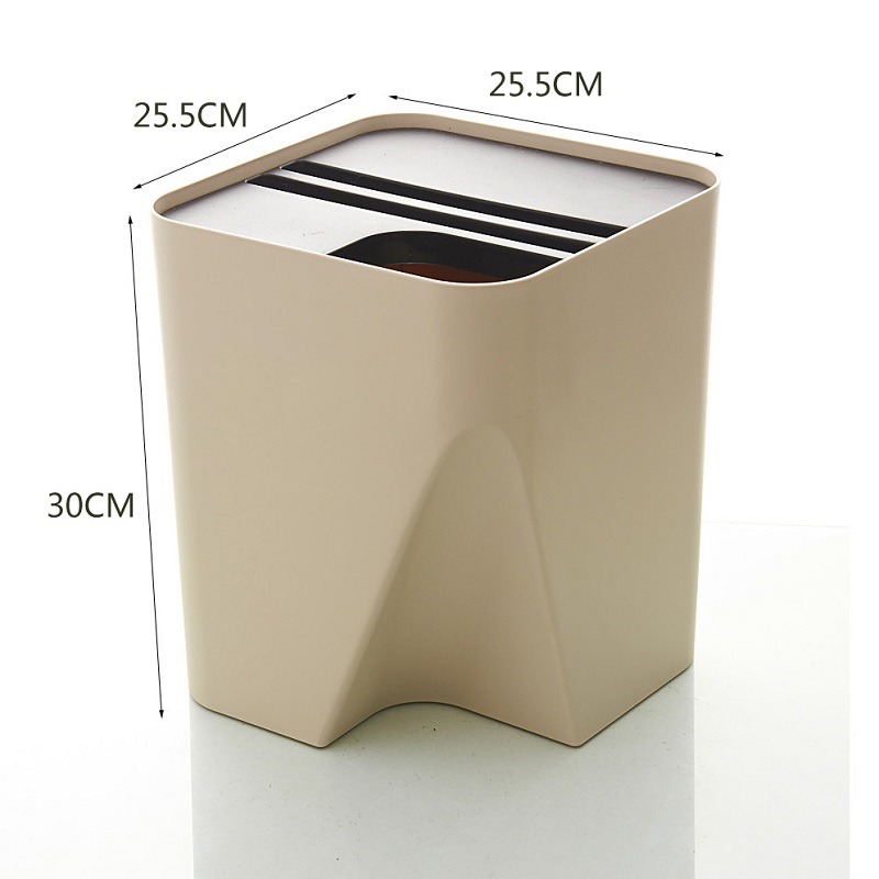 Japanese-Style Trash Can Stack Home With Lid Living Room Kitchen Bathroom Dry And Wet Classification Storage Bucket: 3