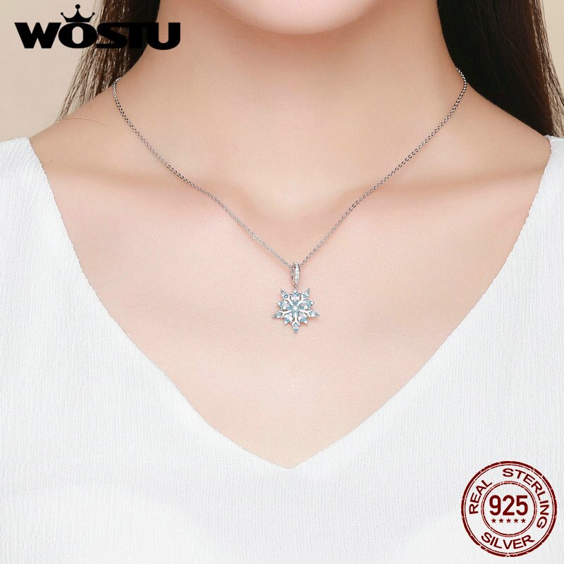 Wostu 100% 925 Sterling Zilver Elegante Sneeuw Dangle Charms Fit Originele Kralen Armband Ketting Sieraden Kerstcadeau CQC940