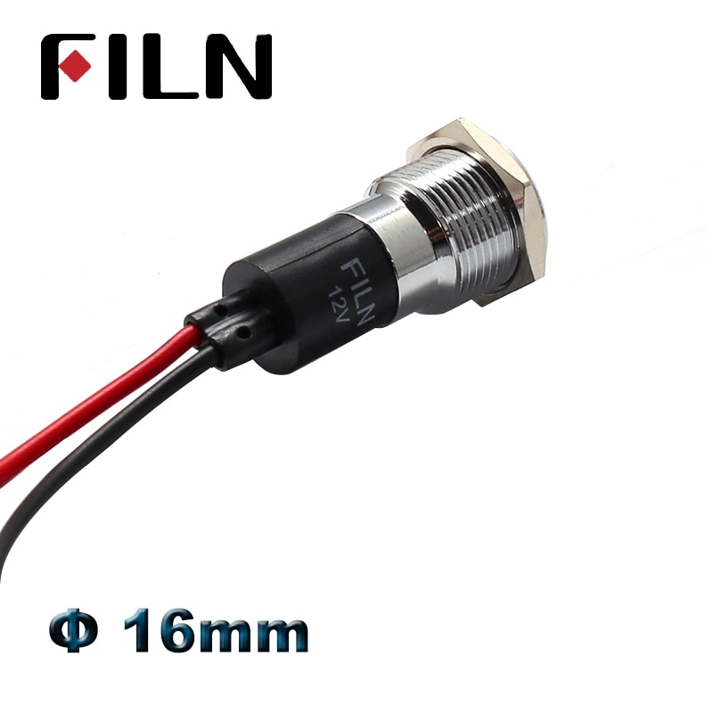 16mm LED metall anzeige licht Pilot lampe mit Auto Stiefel Armaturenbrett warnung Symbol 12v 24v 110v 220v verrotten grün anzeige lampe