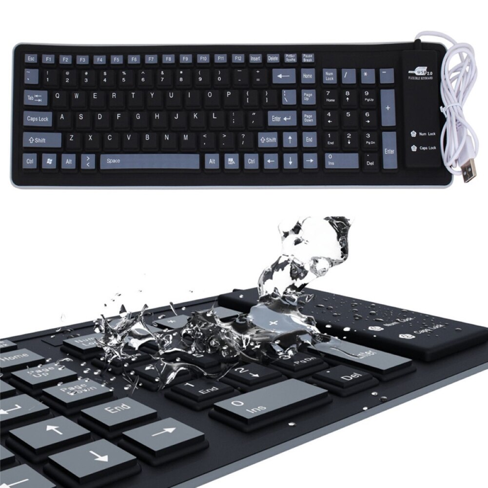 103 Keys Foldable Office Silent Wired Keyboard Dustproof Soft Keyboard Letters Silicone Gaming Keyboard For Laptop/Computer