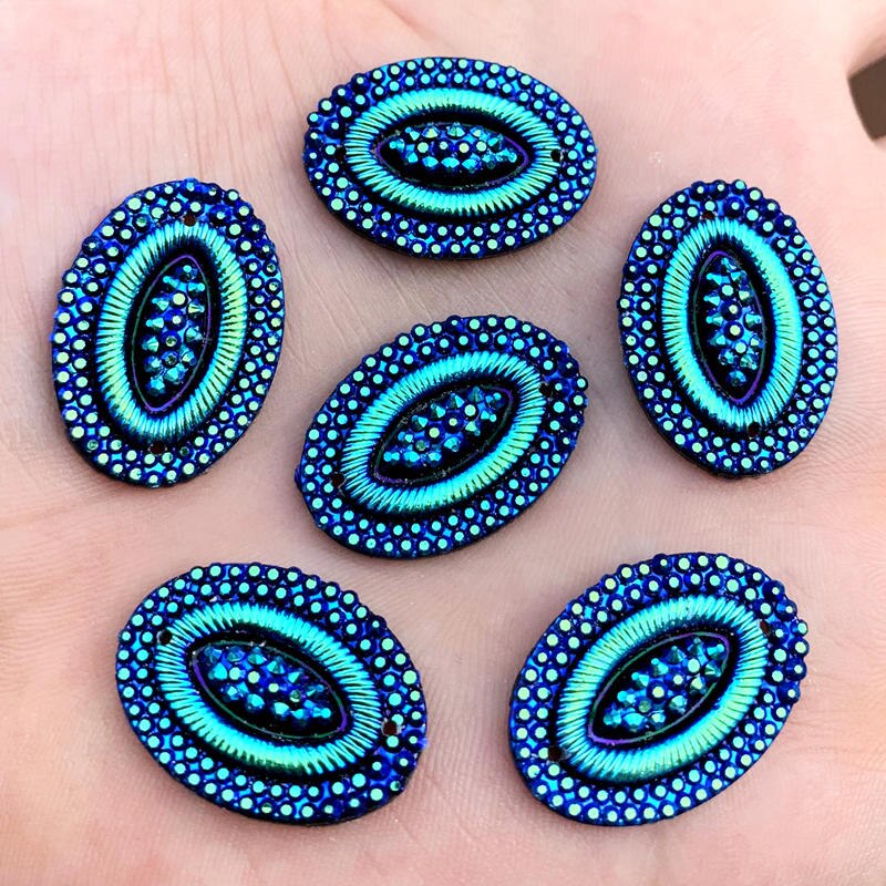 20 Uds. De diamantes de imitación de resina Ovalada para manualidades, accesorios de joyería, 18x25mm, AB, HE45