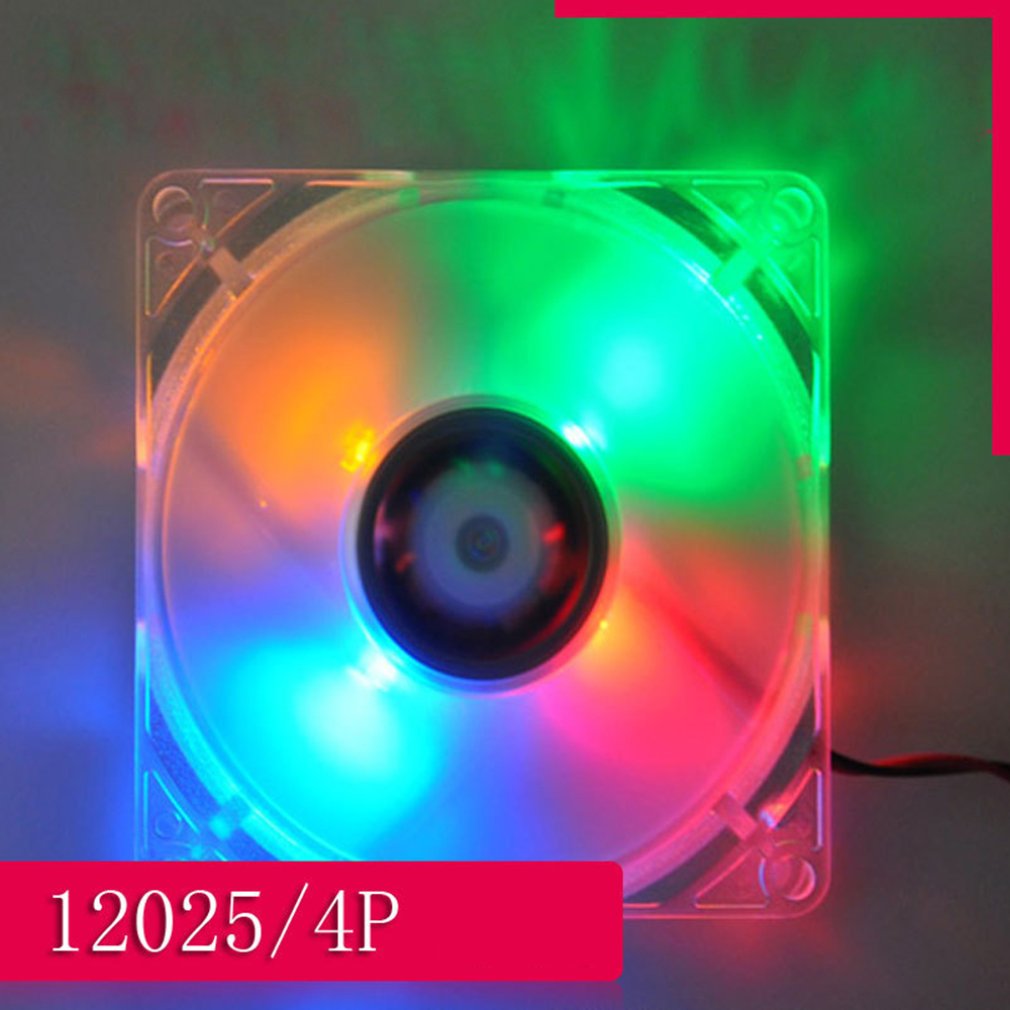 12V 0.20A 80 x 80 x 25 mm Computer fan 4 LED Silent PC Computer Case Cooler Cooling Fan Mod blue and colorful light: 80x80x25mm colorful