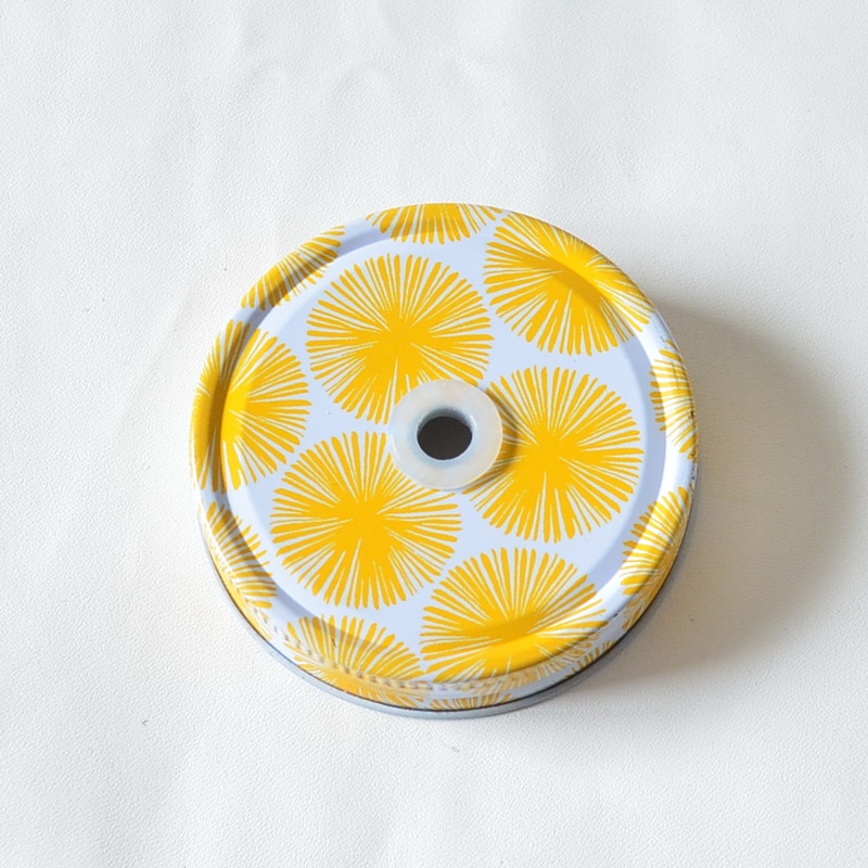 Couvercle de bouteille à boisson, couvercles de pot à boire avec trou de paille, couvercles de pot à boire avec motif imprimé, pour mariage, couvercle pour fête de bébé en plumyl