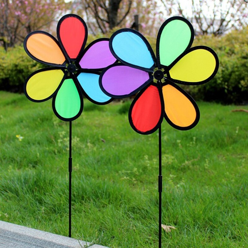 1Pc Kleurrijke Regenboog Dazy Bloem Spinner Wind Windmolen Tuin Yard Outdoor Decor