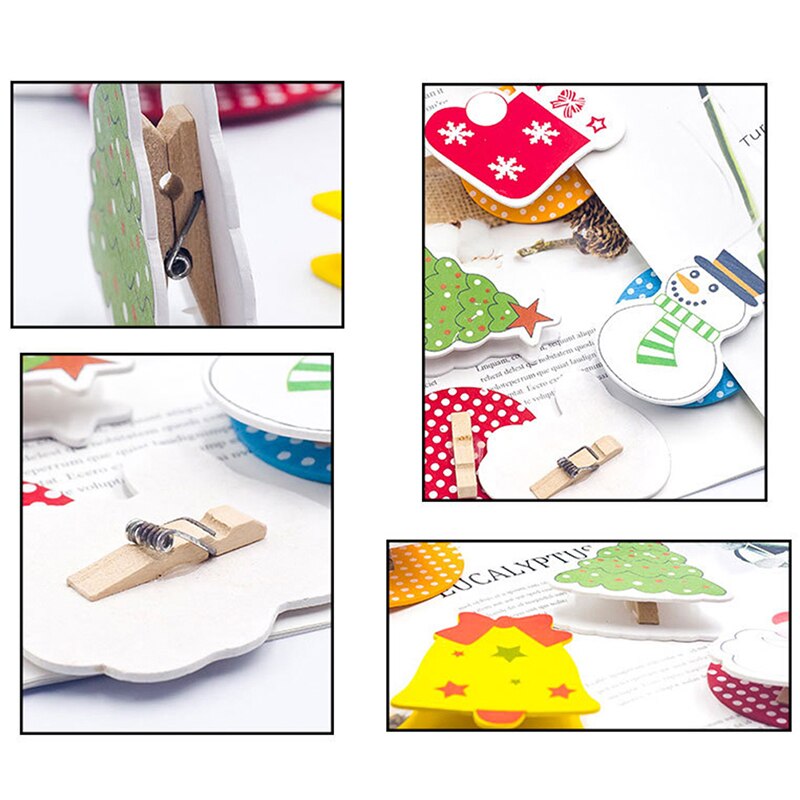 6 Pcs Santa Claus Wooden Clip Photo Clothespin Craft Clips Christmas Home Festival Decoration