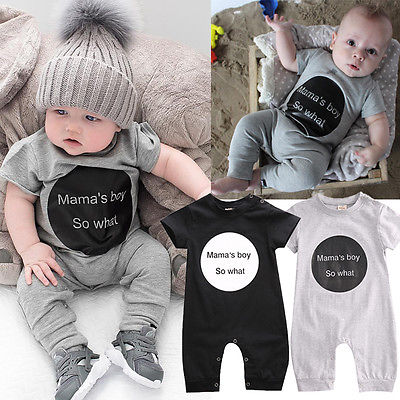 Neugeborene Jungen Mutter knapp Gedruckt Schwarz/Grau Strampler Gesamt Gesamt Outfits Kleidung 0-18M
