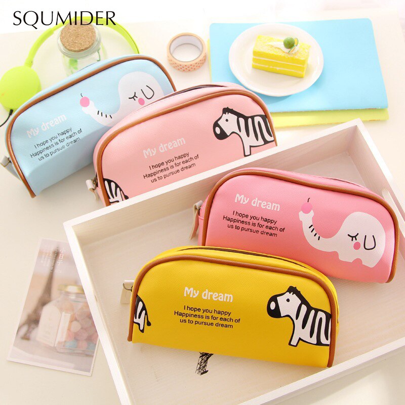 Estuche de lápices de animales para niñas y niños, bolso pluma dibujos , bolsa con cremallera de gran capacidad, suministros de papelería escolar