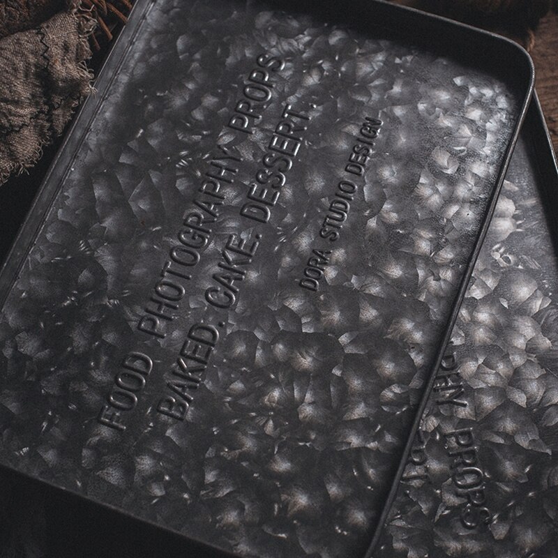 Retro Rechthoek Zink Ijzeren Plaat Dienblad Engels Letters Antiek Dessertbord Taart Brood Decoratieve Pan Fotografie Props: Default Title