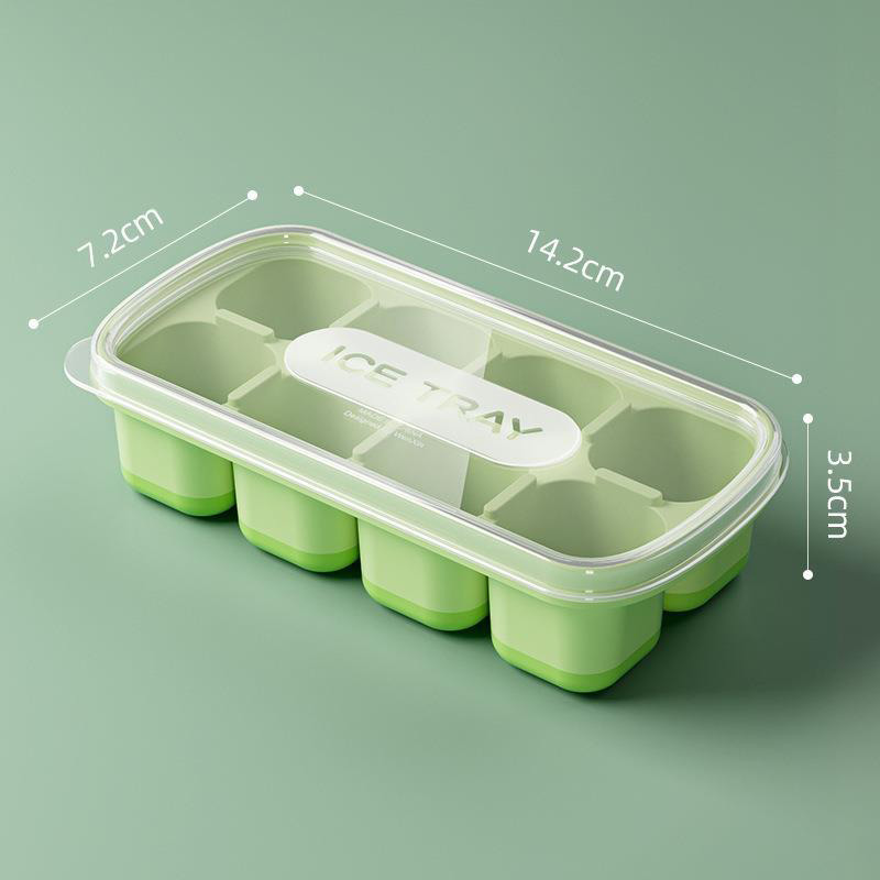 8 Cavity Square Ice Cube Trays Reusable Silicone Ice Cube Mold Bpa Free Ice Maker With Removable Lids Kitchen Accessories: army green