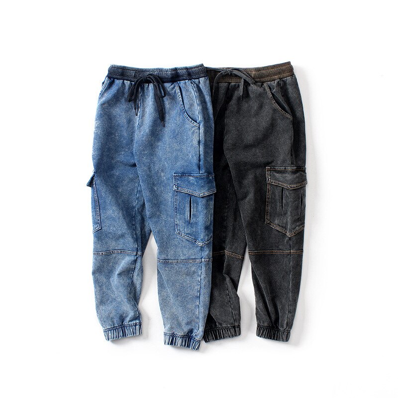 Lente Herfst Koreaanse Jongen Klassieke Jeans Voor Jongens School Cargo Pocket Breien Casual Broek Biker Denim Broek Maat 10 12