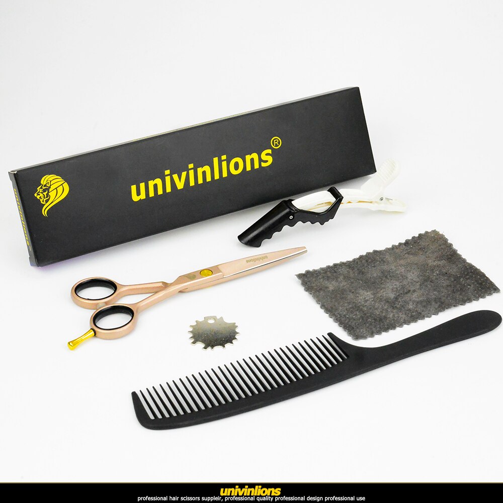 Univinlions 5.5 " rosa gyllene hår sax frisör japansk hår klippsax barberare rakkniv sax rosa