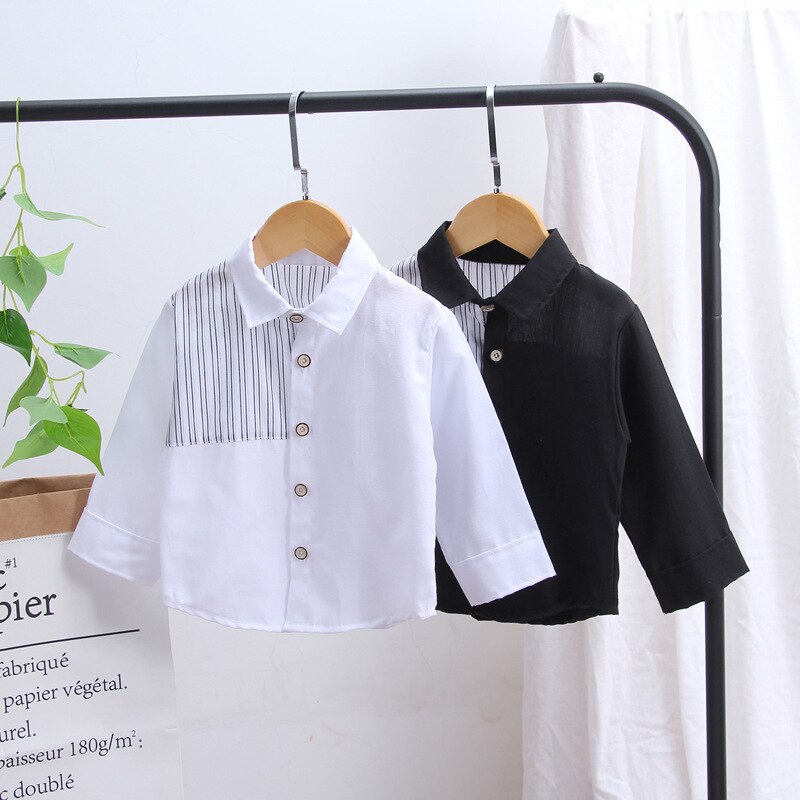 Ropa de para niños y niñas, blusa con solapa a rayas, ropa deportiva informal de algodón para bebés, primavera y otoño