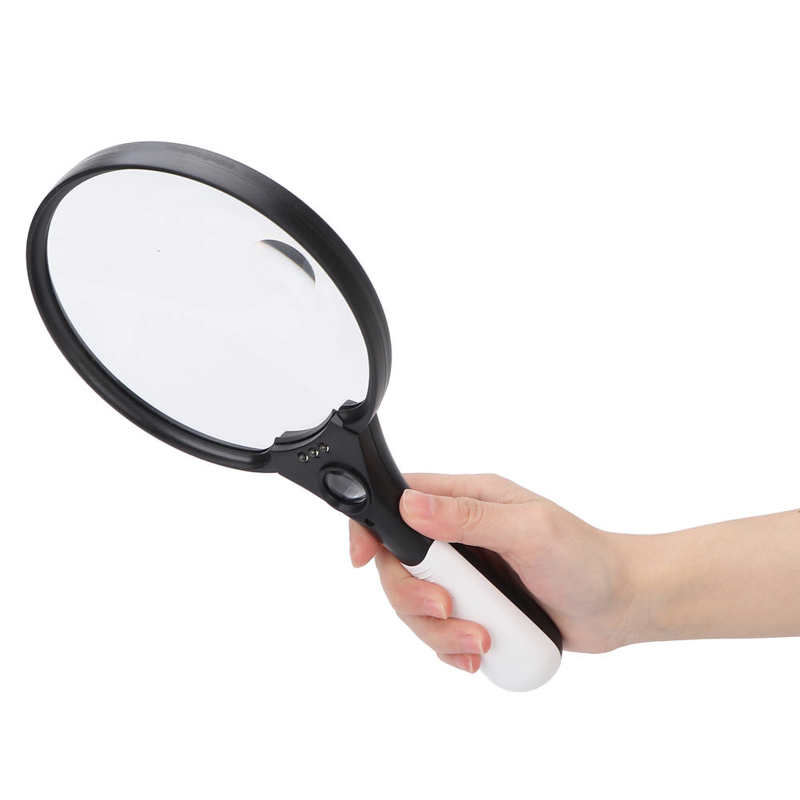 LED Magnifying Glass Portable Handheld Magnifier Firm Sturdy Stylish ABS 2X 4X 25X Ergonomic Handle for Elderly for Reading for